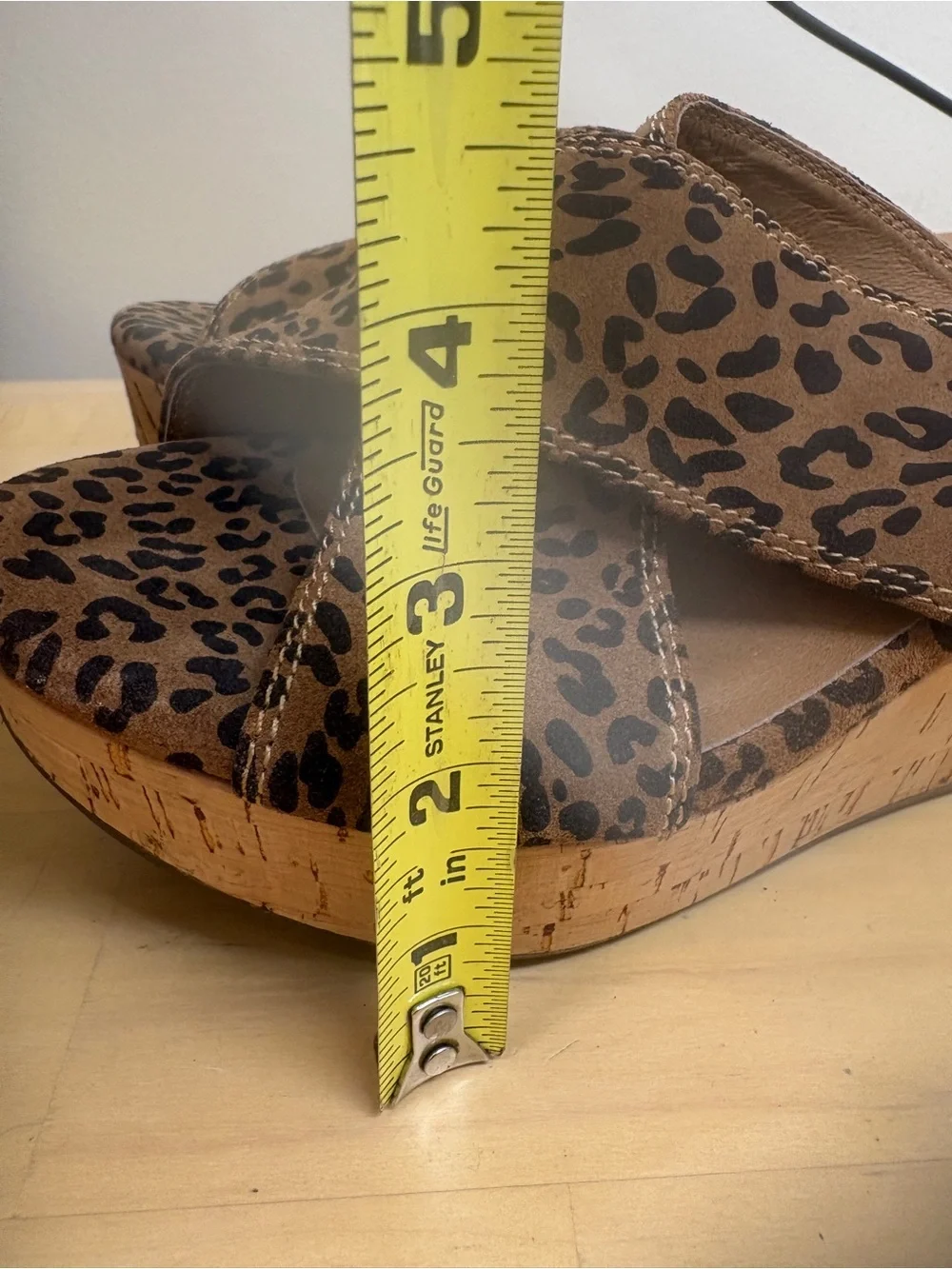 Chocolat Blu Leopard Print Slide Platform Wedge Sandal Size 7.5 US Casual Boho